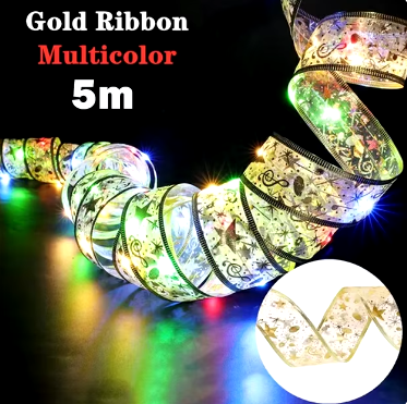 Christmas Ribbon Fairy Light Decoration