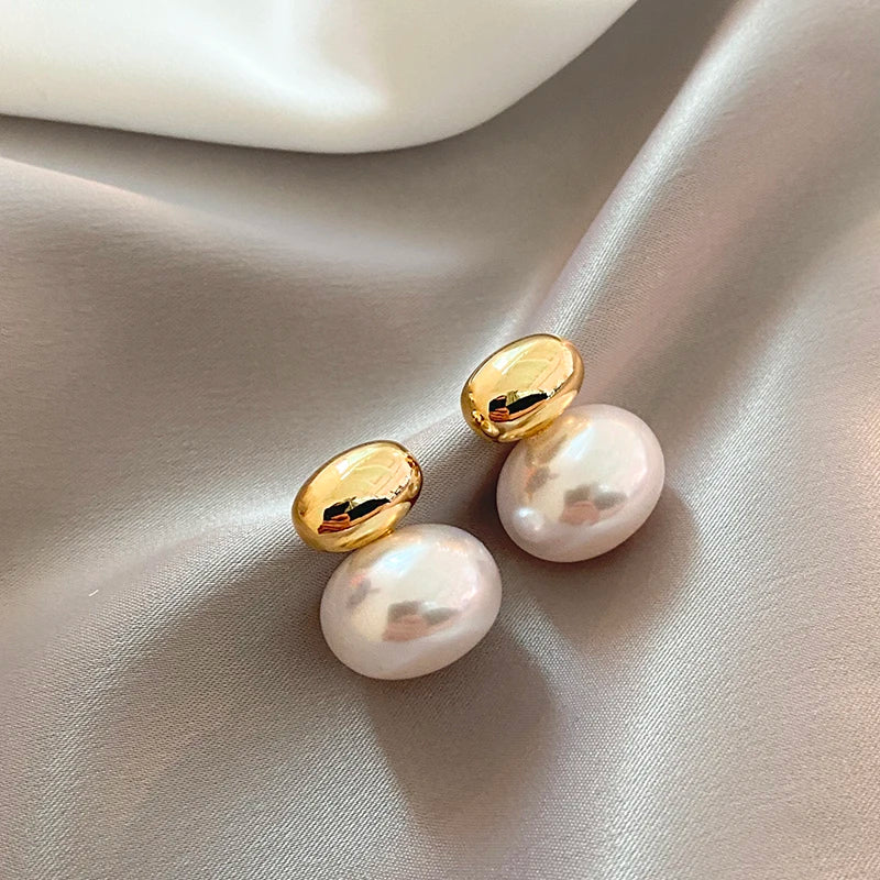 3 New Elegant Gold Pearl Earrings