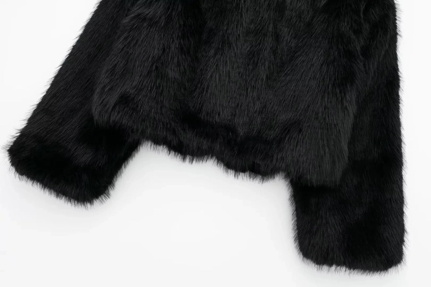 TRAF 2024 Faux Fur Coat Women Black Warm Winter Coat for Women Autumn Plush Wool Women's Coats Long Sleeve Jackets for Women