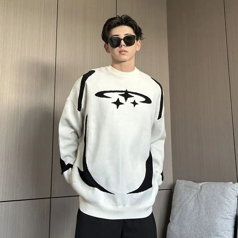 Y2k Men's Hip HopAut Harajuku Streetwear Cotton Vintage Oversized Sweater