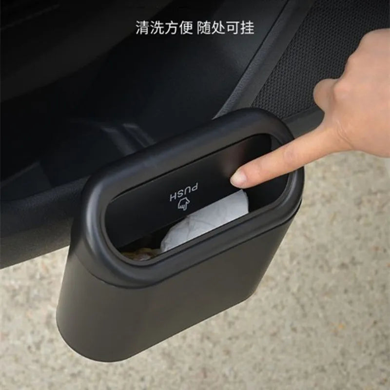 Portable Car Trash Can Hanging Mini Vehicle Garbage Organization with Lid Multifunctional Folding Automotive Garbage Storage Box