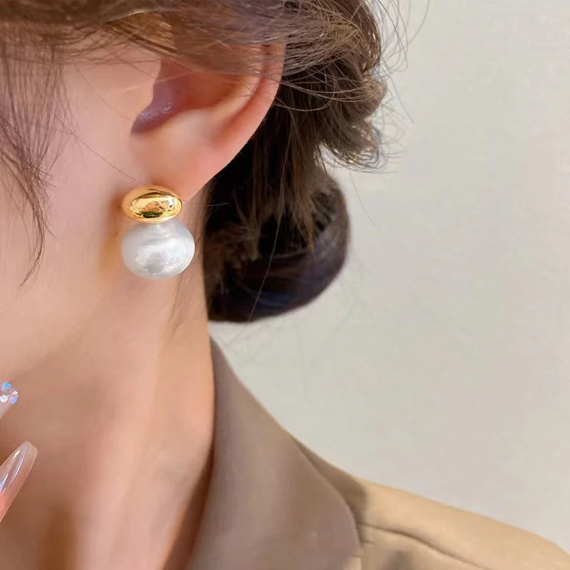 3 New Elegant Gold Pearl Earrings