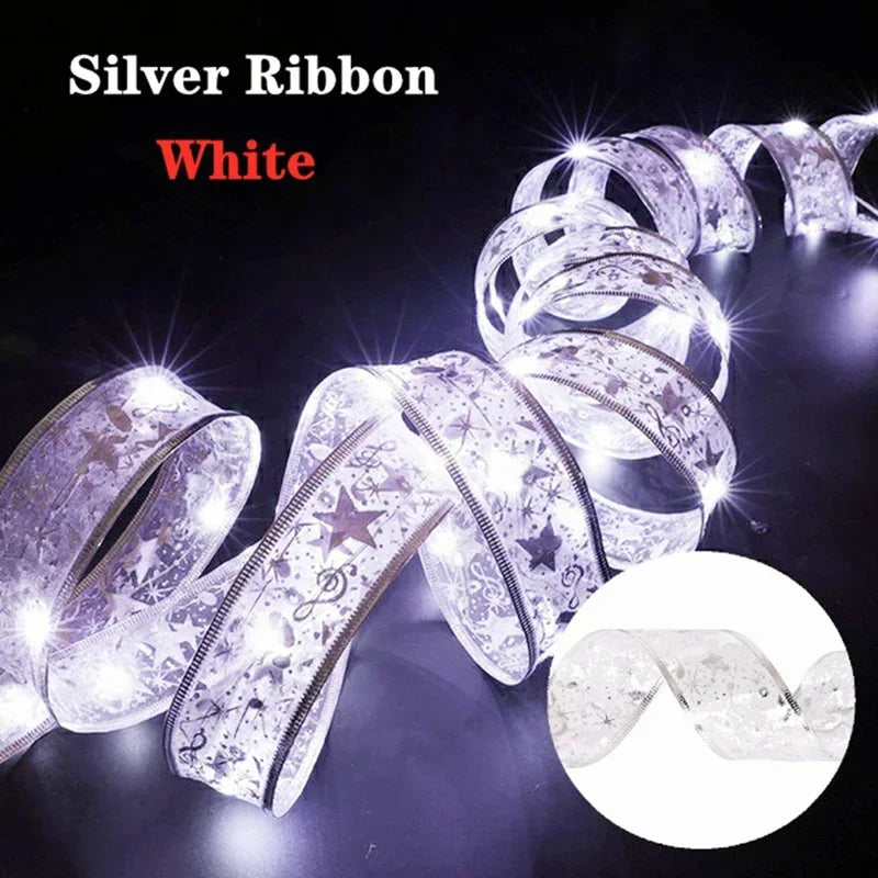 Christmas Ribbon Fairy Light Decoration