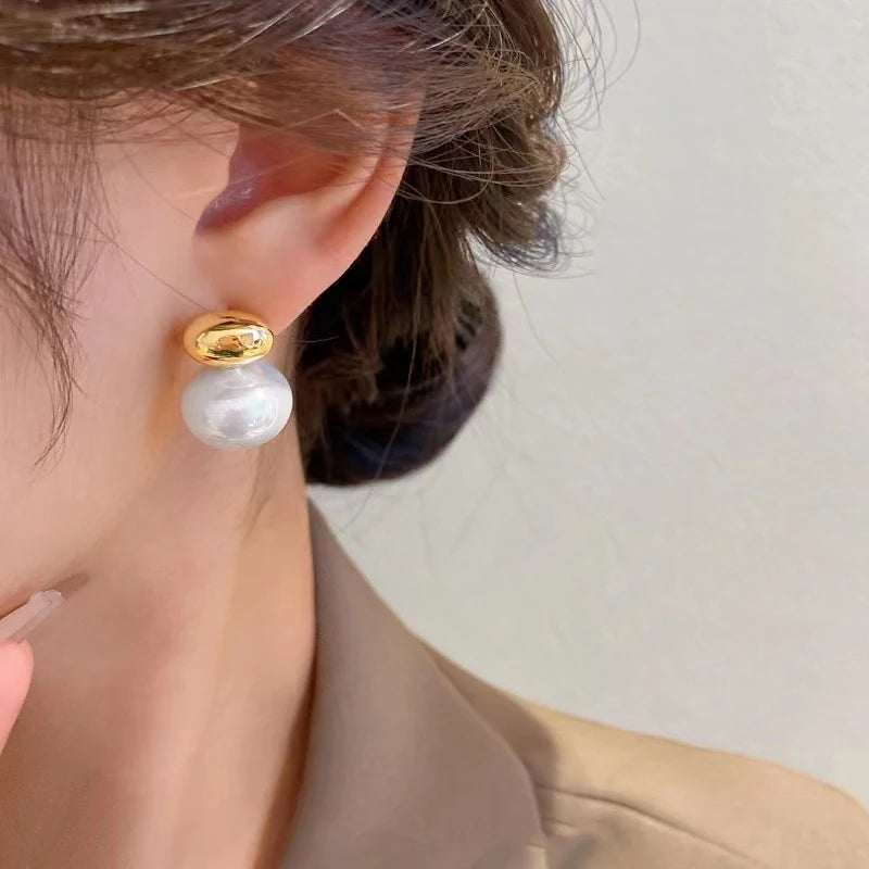 3 New Elegant Gold Pearl Earrings