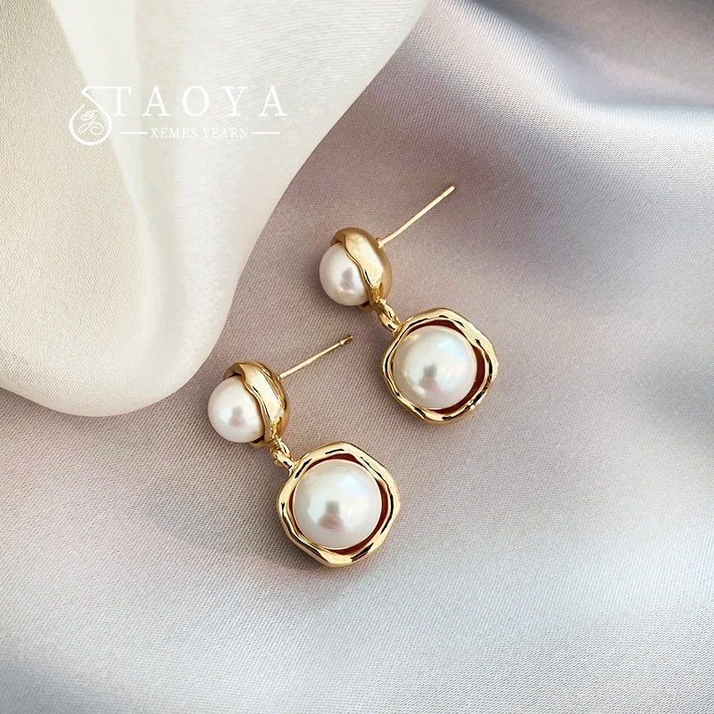 3 New Elegant Gold Pearl Earrings