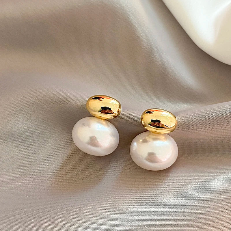 3 New Elegant Gold Pearl Earrings