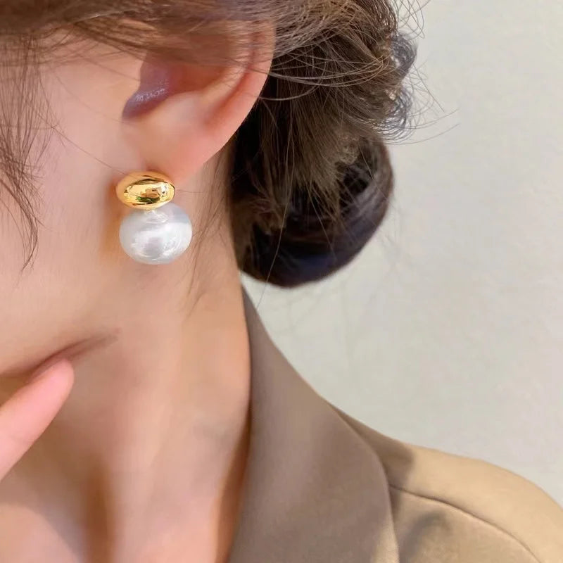 3 New Elegant Gold Pearl Earrings